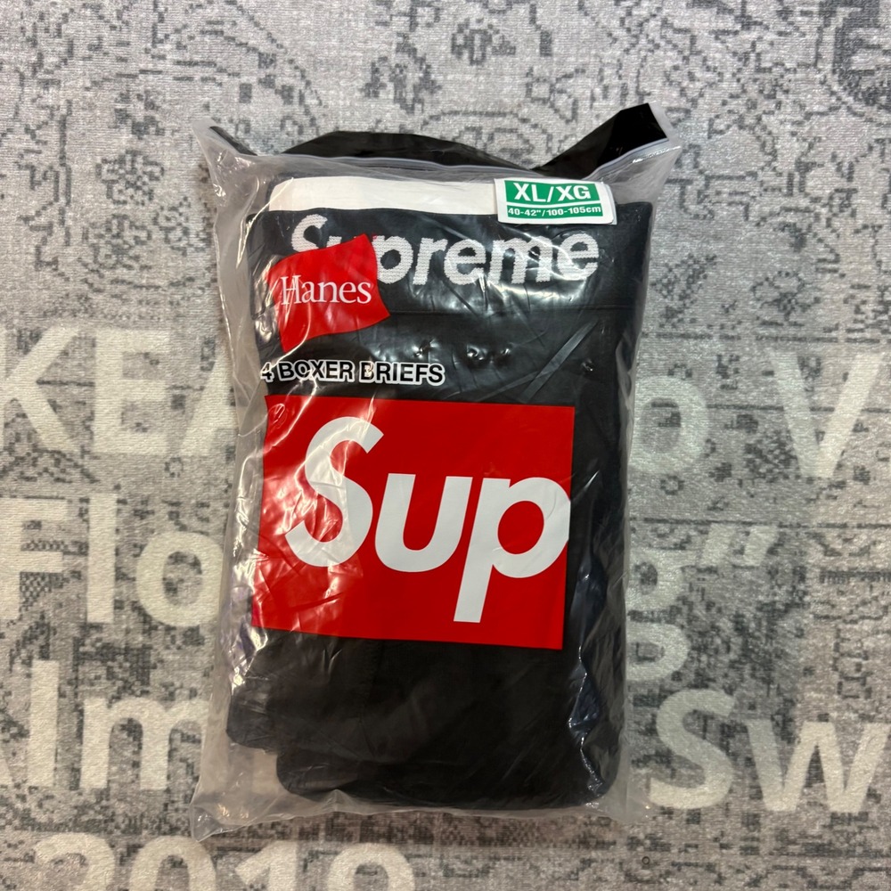 Supreme Hanes Boxer Briefs 4 Pack Black Mens XL Underwear 99HAA36B